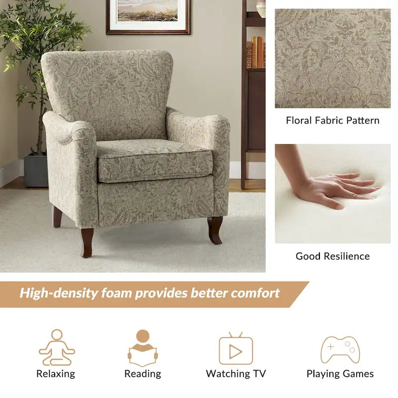 Samouel Modern Floral Upholstered Armchair with Wingback Design Set of 2 by HULALA HOME