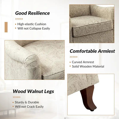 Samouel Modern Floral Upholstered Armchair with Wingback Design Set of 2 by HULALA HOME