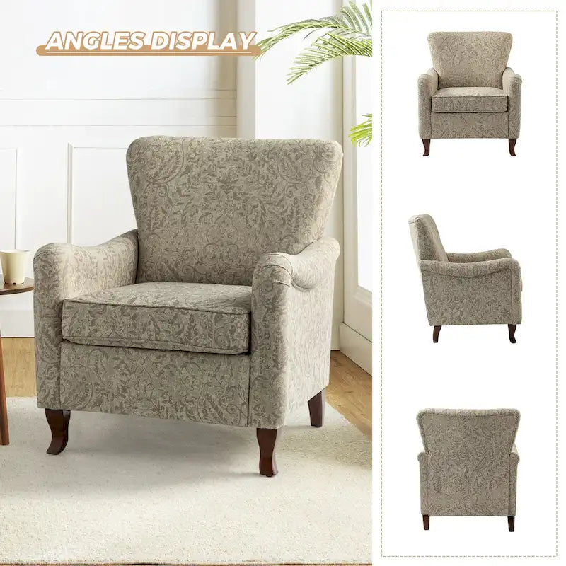 Samouel Modern Floral Upholstered Armchair with Wingback Design Set of 2 by HULALA HOME