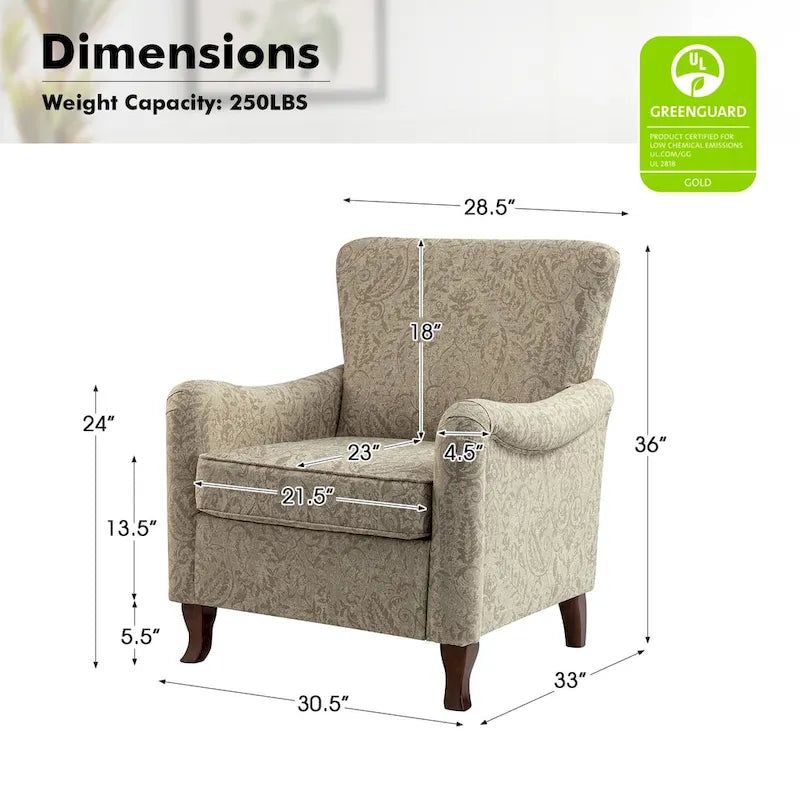 Samouel Modern Floral Upholstered Armchair with Wingback Design Set of 2 by HULALA HOME