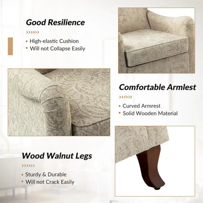 Samouel Modern Floral Upholstered Armchair with Wingback Design Set of 2 by HULALA HOME