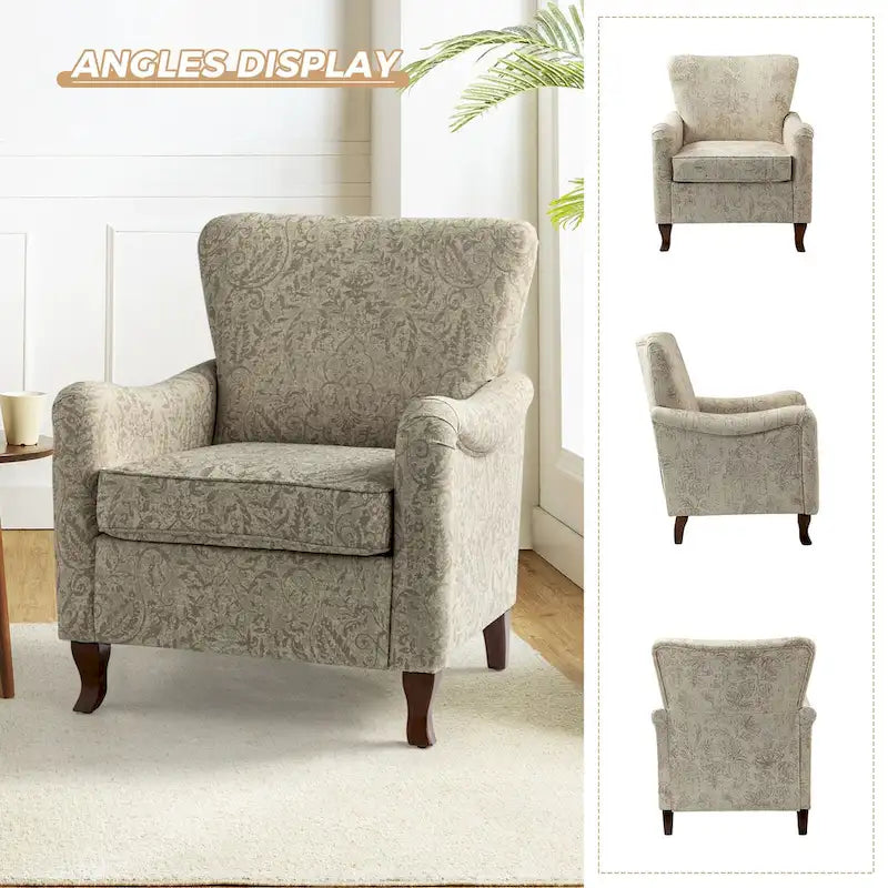 Samouel Modern Floral Upholstered Armchair with Wingback Design Set of 2 by HULALA HOME