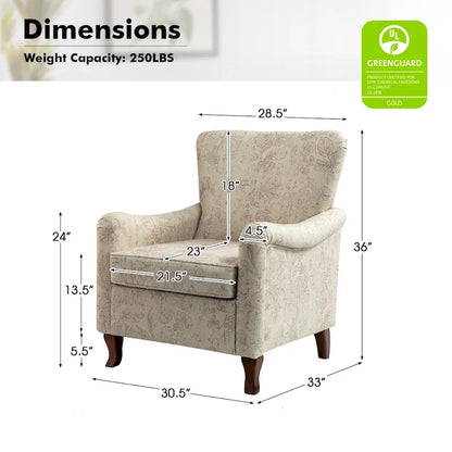 Samouel Modern Floral Upholstered Armchair with Wingback Design Set of 2 by HULALA HOME