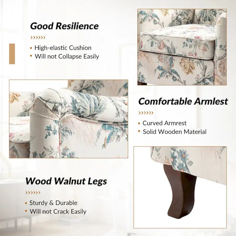 Samouel Modern Floral Upholstered Armchair with Wingback Design Set of 2 by HULALA HOME