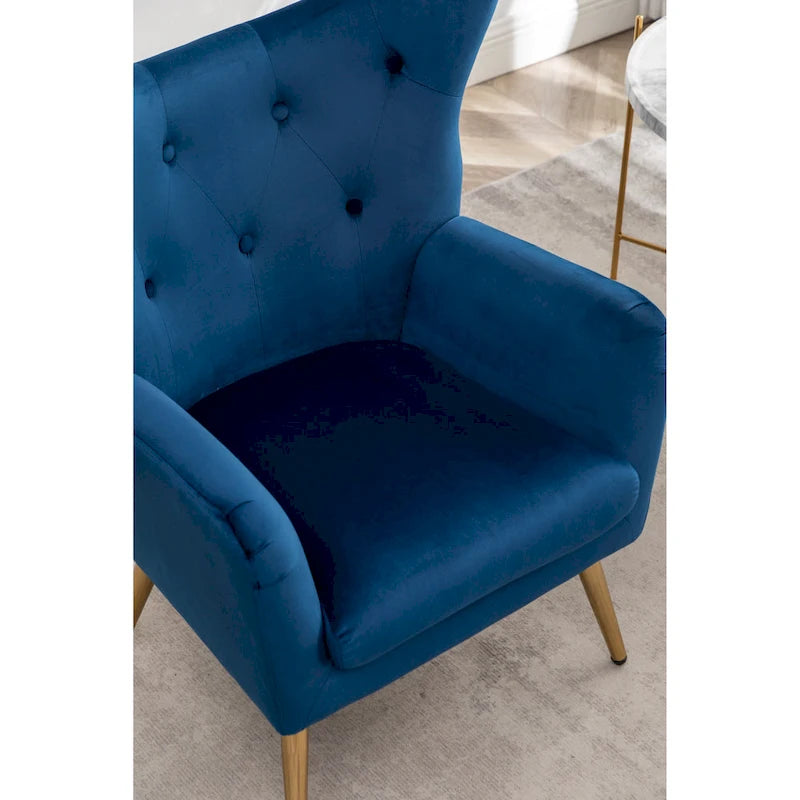 Roundhill Furniture Sovarol Velvet Button-Tufted Wing Back Accent Chair