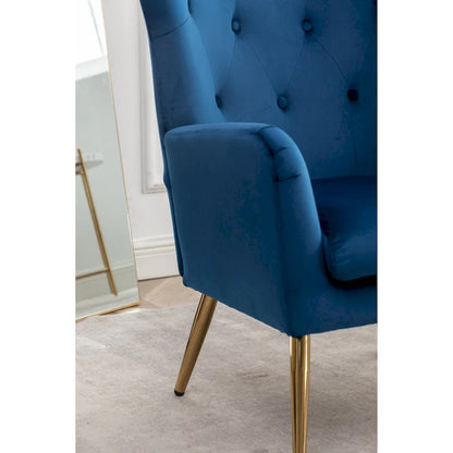 Roundhill Furniture Sovarol Velvet Button-Tufted Wing Back Accent Chair