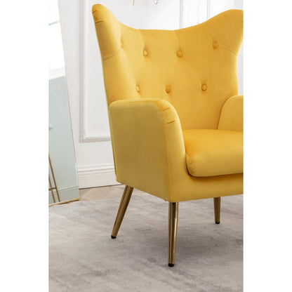 Roundhill Furniture Sovarol Velvet Button-Tufted Wing Back Accent Chair