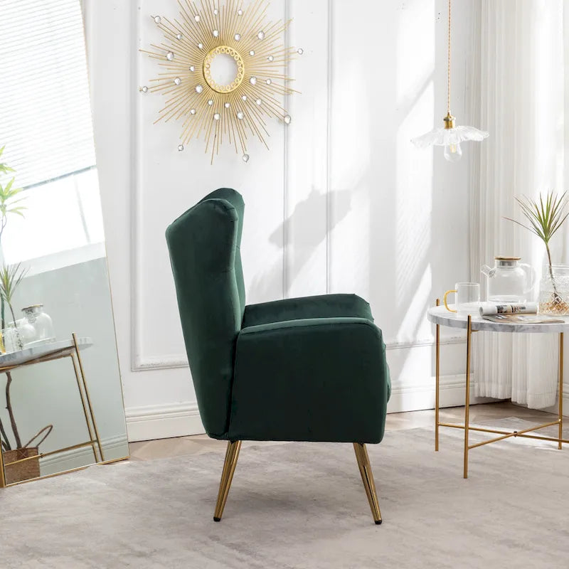 Roundhill Furniture Sovarol Velvet Button-Tufted Wing Back Accent Chair