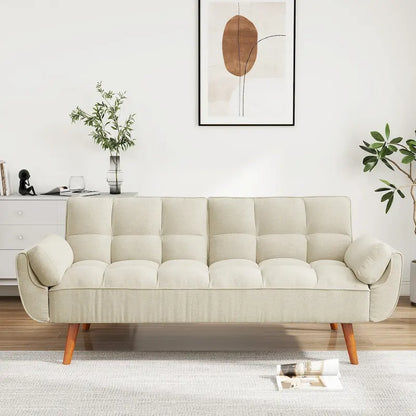 75.39 IN. Futon Sofa Bed, Convertible Upholstered Couch Sleeper with Reclining Sleeper Split Tufted Back