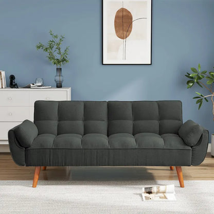 75.39 IN. Futon Sofa Bed, Convertible Upholstered Couch Sleeper with Reclining Sleeper Split Tufted Back