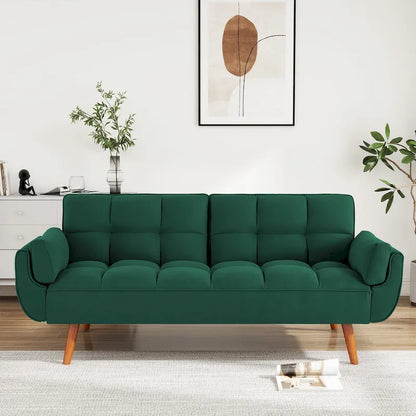 75.39 IN. Futon Sofa Bed, Convertible Upholstered Couch Sleeper with Reclining Sleeper Split Tufted Back