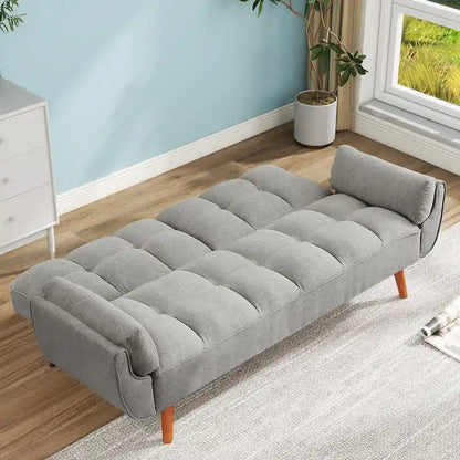 75.39 IN. Futon Sofa Bed, Convertible Upholstered Couch Sleeper with Reclining Sleeper Split Tufted Back