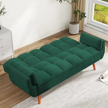 75.39 IN. Futon Sofa Bed, Convertible Upholstered Couch Sleeper with Reclining Sleeper Split Tufted Back