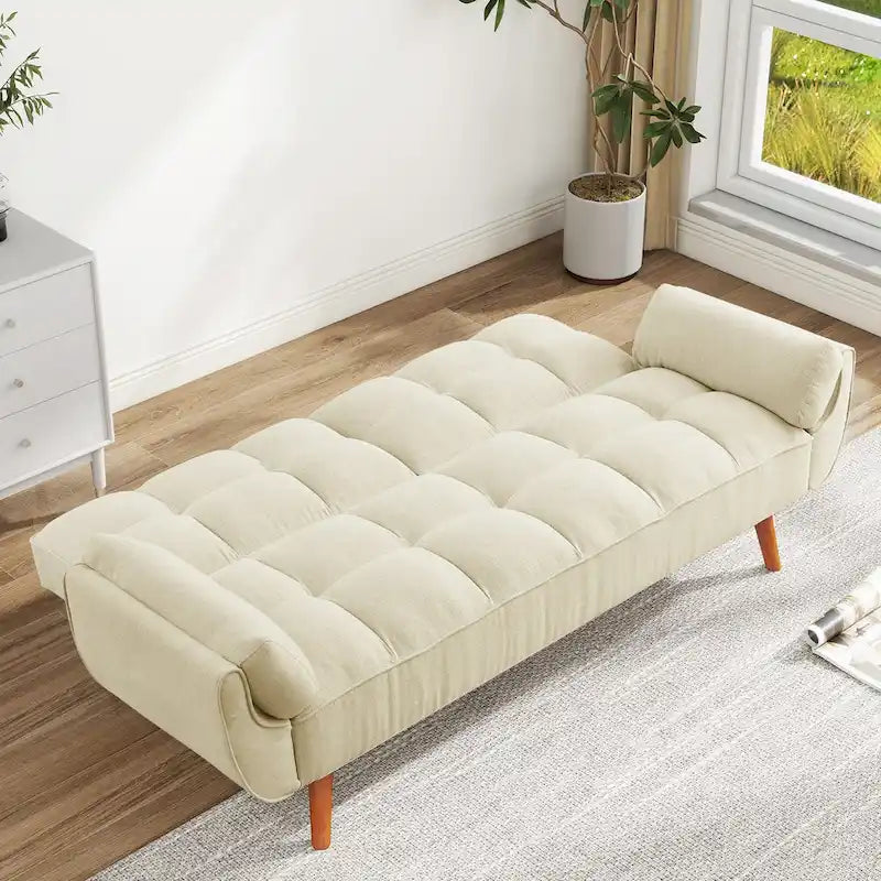 75.39 IN. Futon Sofa Bed, Convertible Upholstered Couch Sleeper with Reclining Sleeper Split Tufted Back