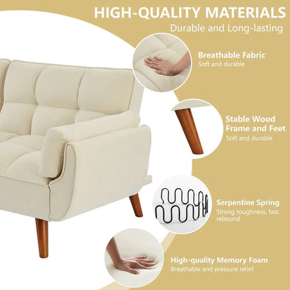 75.39 IN. Futon Sofa Bed, Convertible Upholstered Couch Sleeper with Reclining Sleeper Split Tufted Back