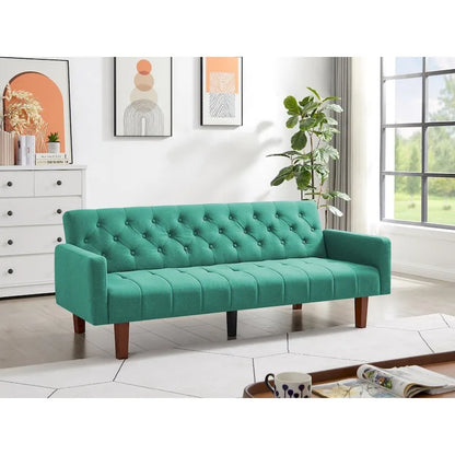 75.39 IN. Futon Sofa Bed, Convertible Upholstered Couch Sleeper with Reclining Sleeper Split Tufted Back