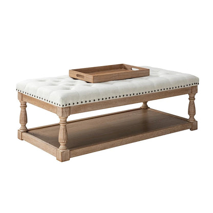 Conelius Upholstered Traditional Rectangular Cocktail Ottoman with a Tray by HULALA HOME