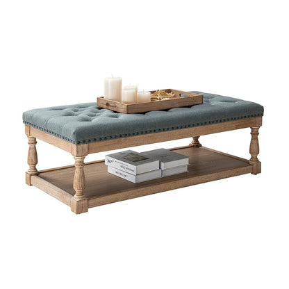 Conelius Upholstered Traditional Rectangular Cocktail Ottoman with a Tray by HULALA HOME
