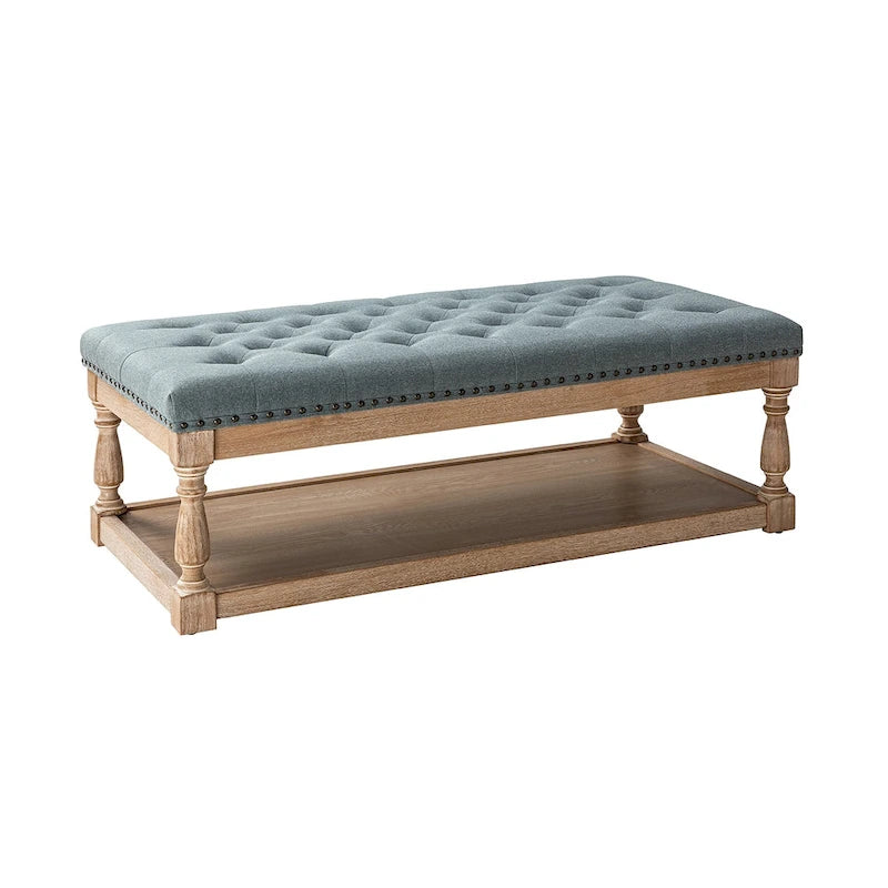 Conelius Upholstered Traditional Rectangular Cocktail Ottoman with a Tray by HULALA HOME