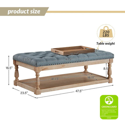 Conelius Upholstered Traditional Rectangular Cocktail Ottoman with a Tray by HULALA HOME