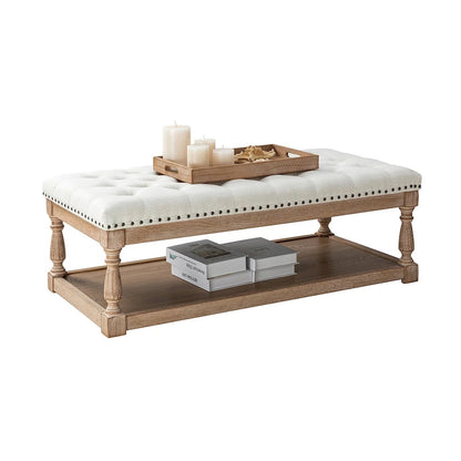 Conelius Upholstered Traditional Rectangular Cocktail Ottoman with a Tray by HULALA HOME