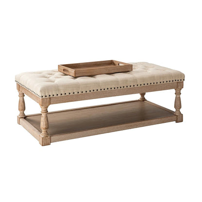 Conelius Upholstered Traditional Rectangular Cocktail Ottoman with a Tray by HULALA HOME