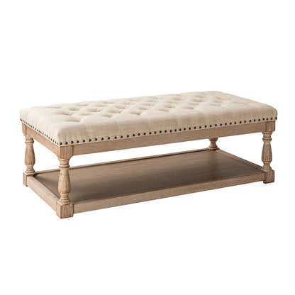 Conelius Upholstered Traditional Rectangular Cocktail Ottoman with a Tray by HULALA HOME