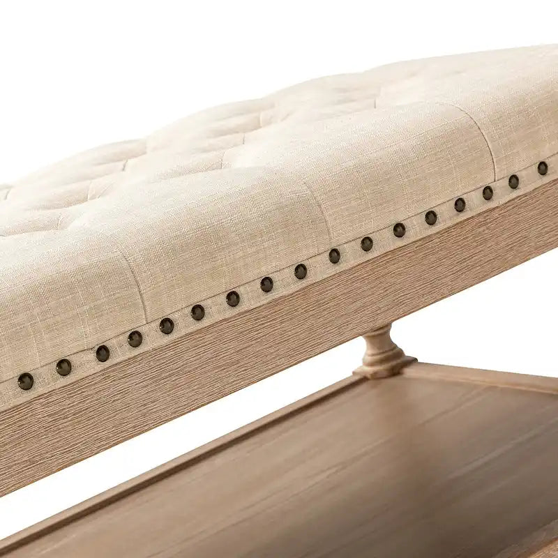 Conelius Upholstered Traditional Rectangular Cocktail Ottoman with a Tray by HULALA HOME