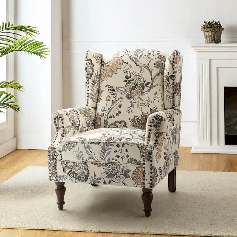 Gott Traditional Wingback Armchair with Solid Wood Legs by HULALA HOME