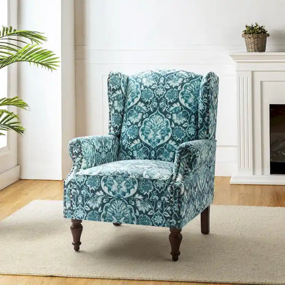 Gott Traditional Wingback Armchair with Solid Wood Legs by HULALA HOME