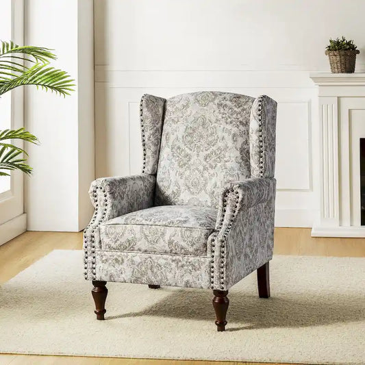 Gott Traditional Wingback Armchair with Solid Wood Legs by HULALA HOME