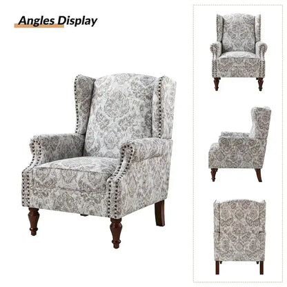 Gott Traditional Wingback Armchair with Solid Wood Legs by HULALA HOME