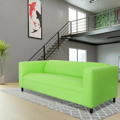 Coast to Coast Sofas Mid Century Modern 3 Seater Sofa Faux Leather Solid Wood Frame Upholstered