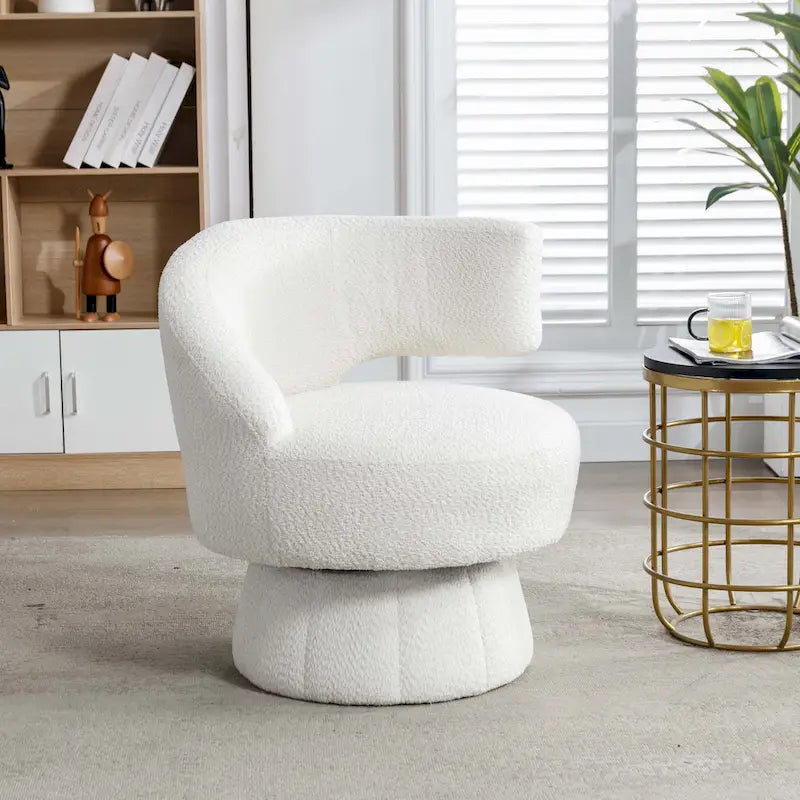 360 Degree Swivel Cuddle Barrel Accent Chairs with Wide Upholstered