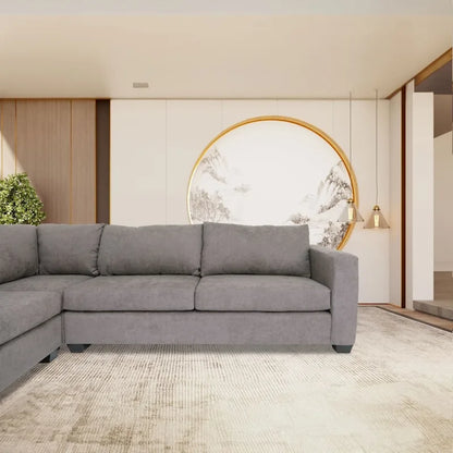 Coast to Coast Sofas Contemporary L Shaped Sectional Sofa Polyester Fabric Solid Wood Frame Upholstered