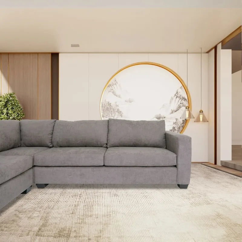 Coast to Coast Sofas Contemporary L Shaped Sectional Sofa Polyester Fabric Solid Wood Frame Upholstered