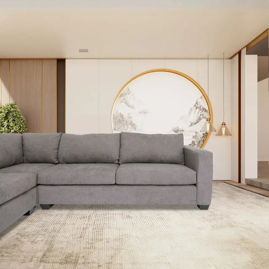 Coast to Coast Sofas Contemporary L Shaped Sectional Sofa Polyester Fabric Solid Wood Frame Upholstered