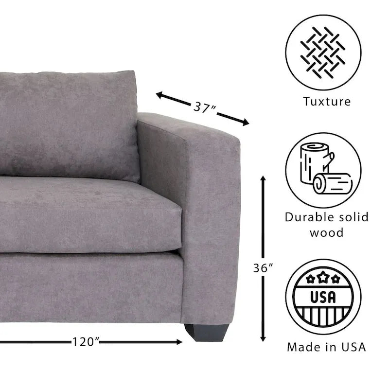 Coast to Coast Sofas Contemporary L Shaped Sectional Sofa Polyester Fabric Solid Wood Frame Upholstered