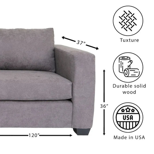 Coast to Coast Sofas Contemporary L Shaped Sectional Sofa Polyester Fabric Solid Wood Frame Upholstered