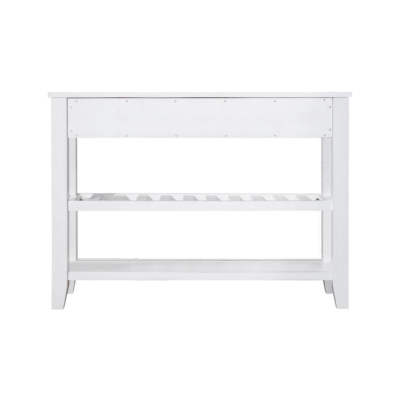 Mid-Century Style Console Sofa Table Solid Wood Buffet Sideboard with 2 Storage Drawers and 2 Tiers Shelves