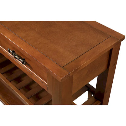 Mid-Century Style Console Sofa Table Solid Wood Buffet Sideboard with 2 Storage Drawers and 2 Tiers Shelves