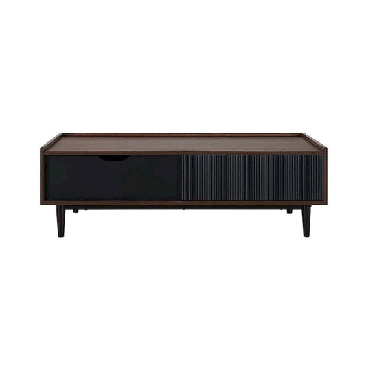 Manhattan Comfort Duane Modern Ribbed Coffee Table with Drawer and Shelf