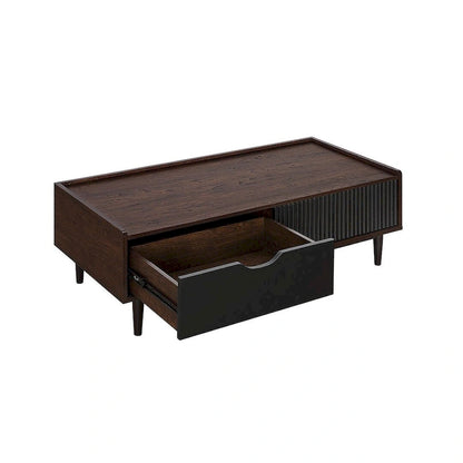 Manhattan Comfort Duane Modern Ribbed Coffee Table with Drawer and Shelf