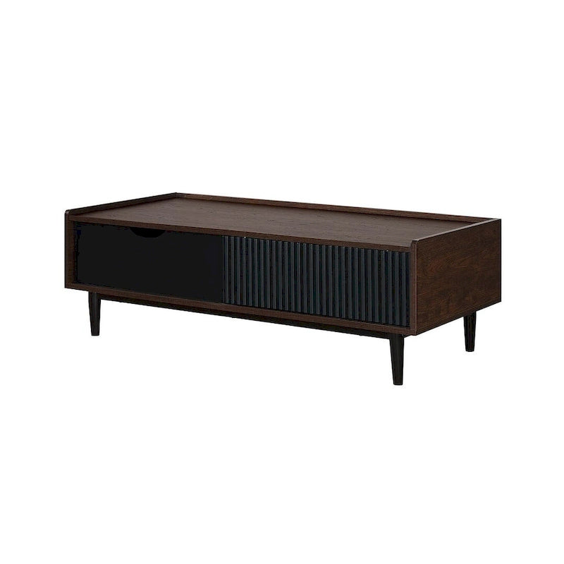 Manhattan Comfort Duane Modern Ribbed Coffee Table with Drawer and Shelf