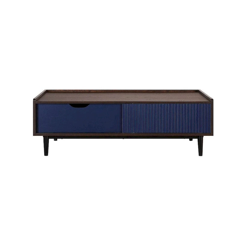 Manhattan Comfort Duane Modern Ribbed Coffee Table with Drawer and Shelf