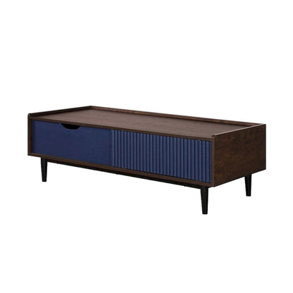 Manhattan Comfort Duane Modern Ribbed Coffee Table with Drawer and Shelf