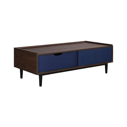 Manhattan Comfort Duane Modern Ribbed Coffee Table with Drawer and Shelf