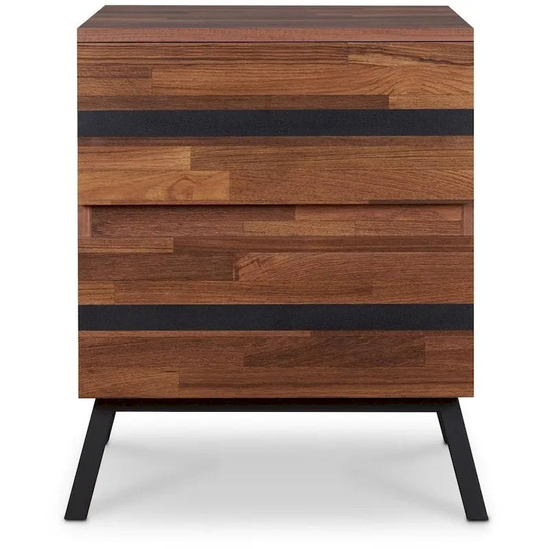 HomeRoots 23 Black And Brown End Table With Two Drawers - 18 X 20 X 23