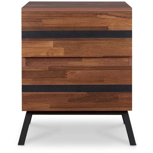 HomeRoots 23 Black And Brown End Table With Two Drawers - 18 X 20 X 23