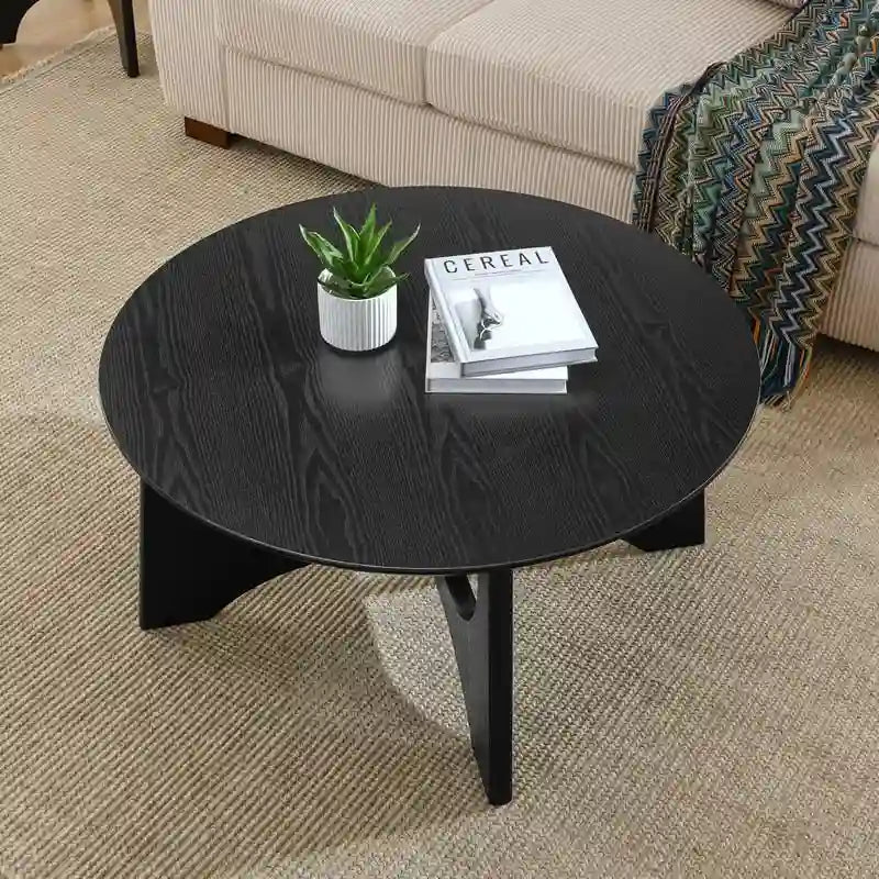 Grondin Modern Minimalist Style Round Coffee Table, End Table Nightstand for Living Room Reception Room Living Room